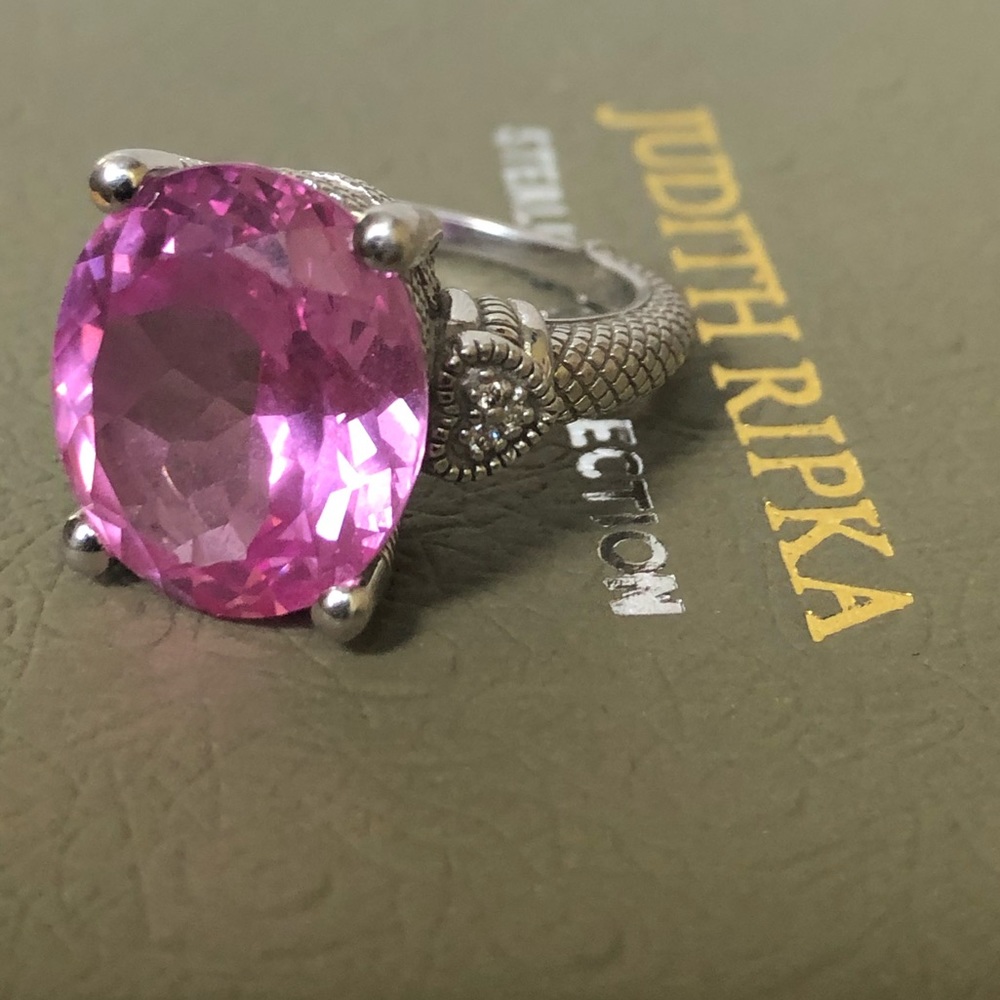 Judith Ripka Simulated Pink Topaz SS  Ring